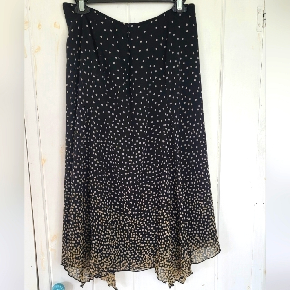 Apostrophe Gradient Polkadot Sharkbite Hem Midi Skirt